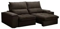 Sofá Retrátil 3 Lugares com Porta Copo 210cm Andes F05 Veludo Marrom E