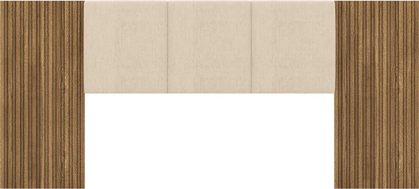 Cabeceira Casal Queen Cama Box 268cm Ripado Selma Linho V01 - D'Rossi - Brisa e Bege