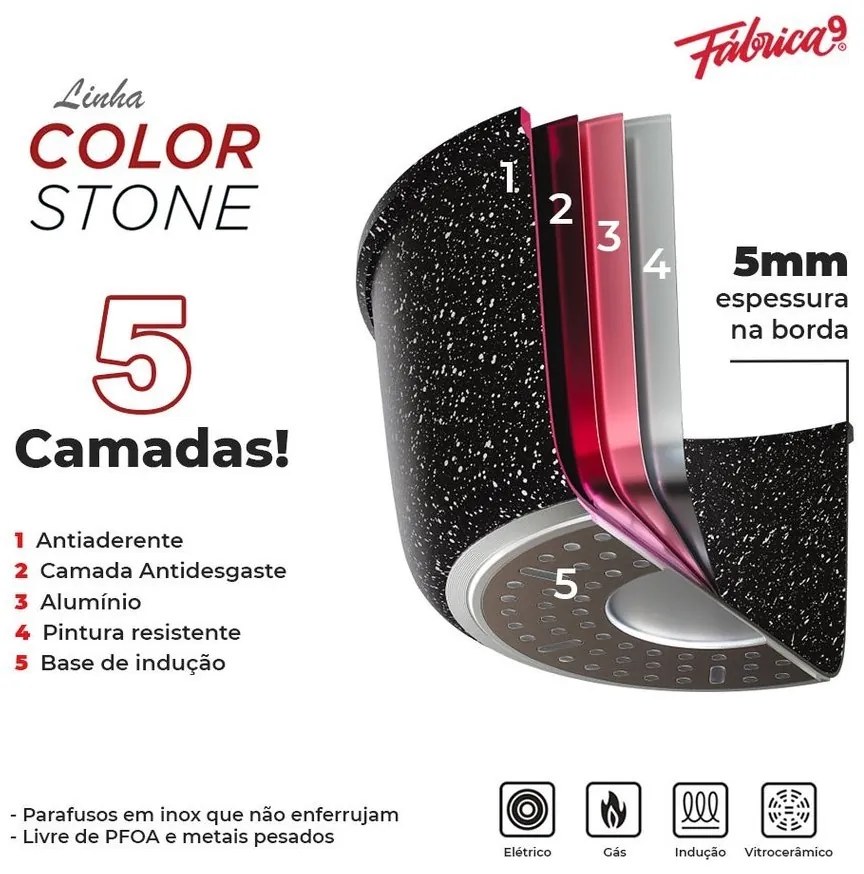 Conjunto com 4 Panelas de Titânio Black 5mm + 3 Tampas de vidro