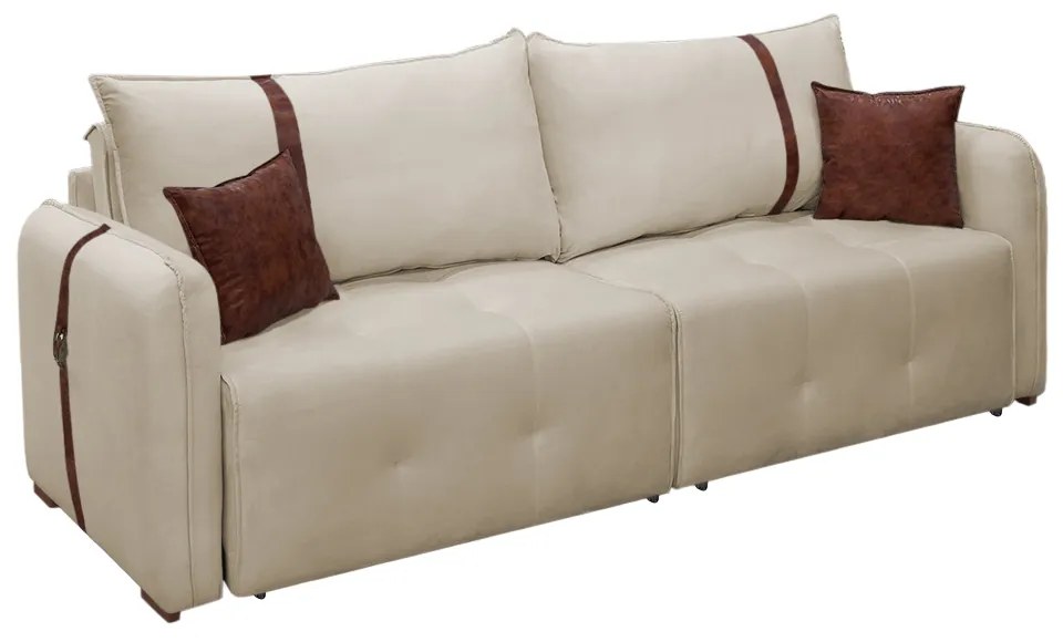 Sofá-Cama 2,30 m Retrátil e Reclinável 2 Lugares Elegance - Veludo Nude