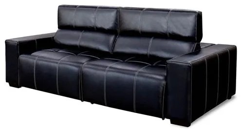Sofá Sullivan Retrátil Reclinável 2 Lugares Couro Preto 252cm - 69977 Sun House
