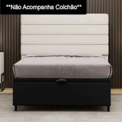 Base para Cama Box Baú Casal 138x188cm Hit Z04 Sintético Preto - Mpoze