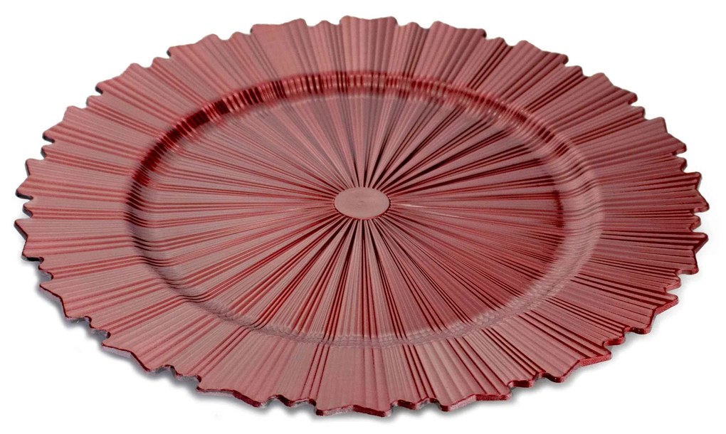 Sousplat de Plástico Vermelho Com Relevo e Lateral Em Recortes 33cm - D'Rossi