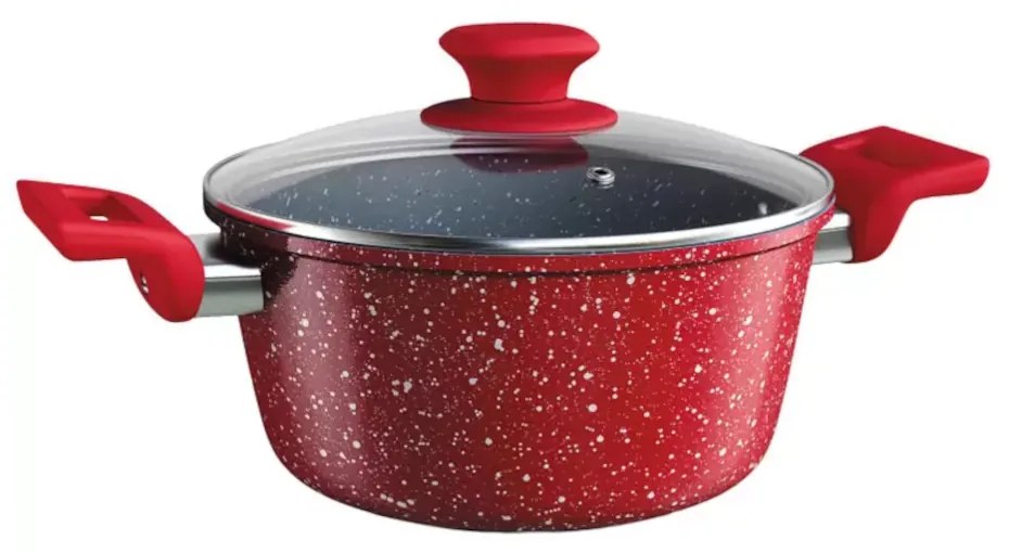 Caçarola Titânio Red 22cm + Tampa de vidro