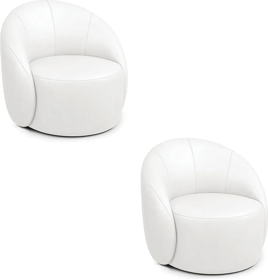 Poltrona Decorativa Orgânica Giratória kit 2 Lua Sintético PU D03 - D'Rossi  - Branco