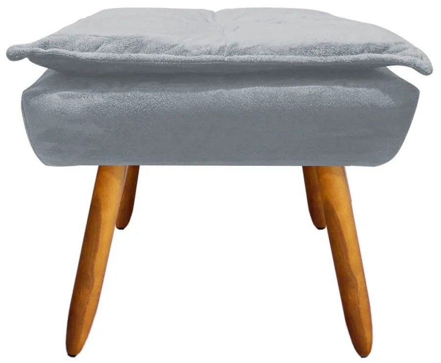 Puff Opala Suede Cinza Pés Palito Castanho D'Rossi