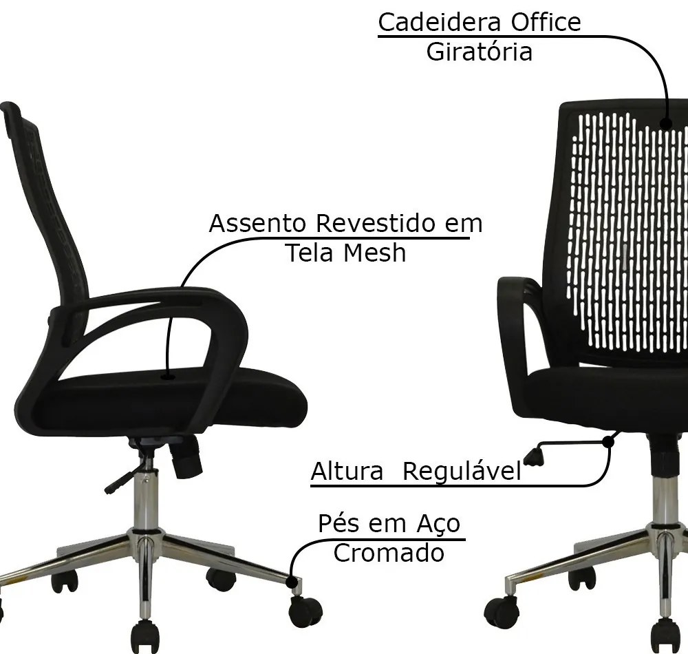 Kit 2 Cadeiras Executivas Escritório kingdom PP Preta G56 - Gran Belo