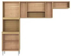 Armário de Cozinha Compacta 244cm 8 Portas Livy Z46 Damasco/Off White