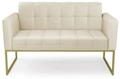 Sofá Namoradeira e 2 Poltronas Base Industrial Dourado Ana Sintético B