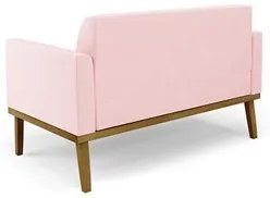 Sofá Namoradeira e 2 Poltronas Base Madeira Castanho Maressa Suede Ros