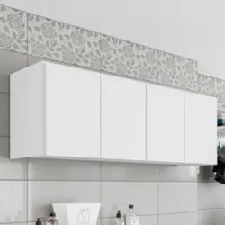 Armário Aéreo Multiuso Lavanderia 118cm Monna Branco Z34    - Mpozenat