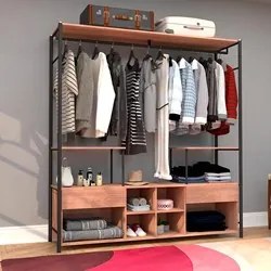 Guarda Roupa Closet Casal Industrial 174cm 2 Gavetas Barcelona Demoliç