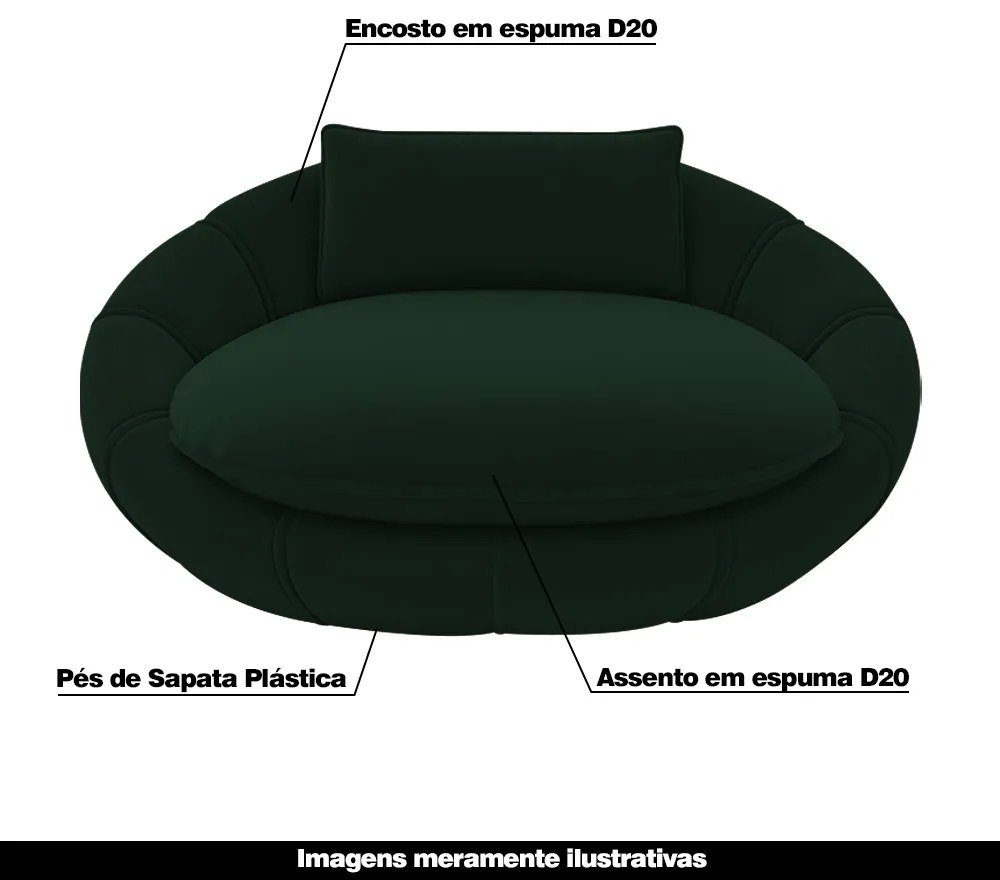 Poltrona Caminha para PET Afrodite Veludo Verde G45 - Gran Belo