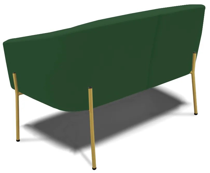 Sofá 2 Lugares Namoradeira Pé de Ferro Dourado Stella Veludo D03 - D'Rossi - Verde