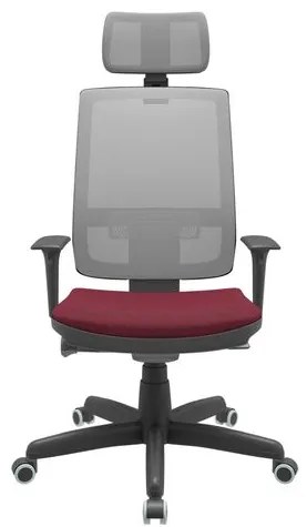Cadeira Office Brizza Tela Cinza Com Encosto Assento Poliester Vinho Autocompensador Base Standard 126cm - 63422 Sun House