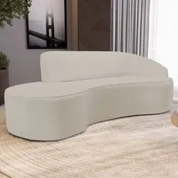 Sofá Living  4 Lugares 280cm Braço Direito Mozart D06 Sintético Bege -