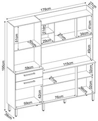 Kit Cozinha Compacta 6 Portas 2 Gavetas Select D02 Amendola/Branco - M