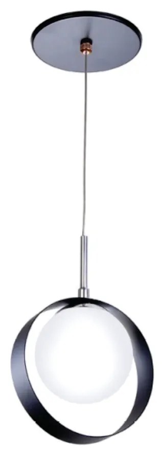 Pendente Aro 10X23X10Cm Metal E Globo Ø10Cm 01Xg9 |Old Artisan Pd-5515 (PRETO, FOSCO (BRANCO))