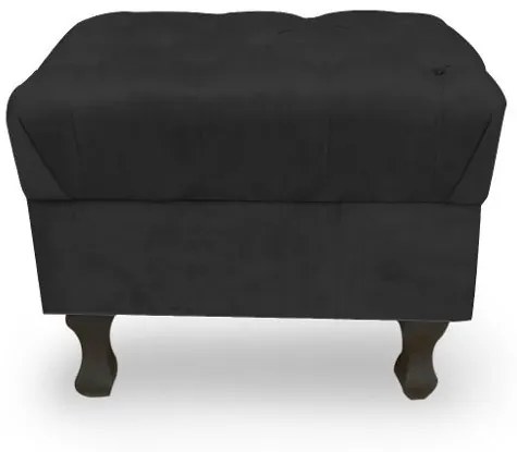 Kit 2 Puffs Decorativos Retrô Luis Xv Capitonê Suede Preto - Preto