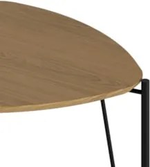 Mesa Lateral Baixa Para Sala Pés Metálicos Blen Louro/Preto I06 - Mpoz
