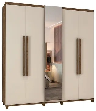 Guarda-Roupa Munique C/Espelho Freijó com Off White – RV Móveis