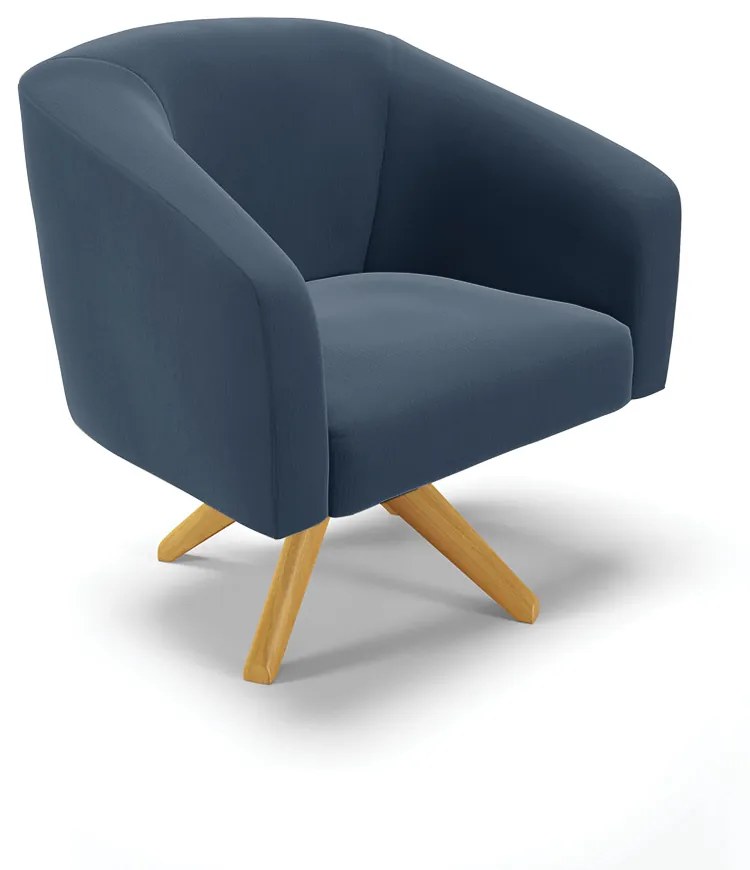 Sofá Namoradeira e Poltrona Giratória MA30 Stella Suede D03 - D'Rossi - Azul Marinho