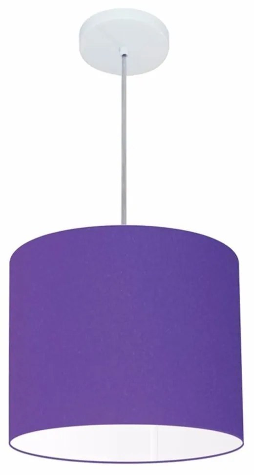 Lustre Pendente Cilíndrico Md-4143 Cúpula em Tecido 35x25cm Roxo - Bivolt