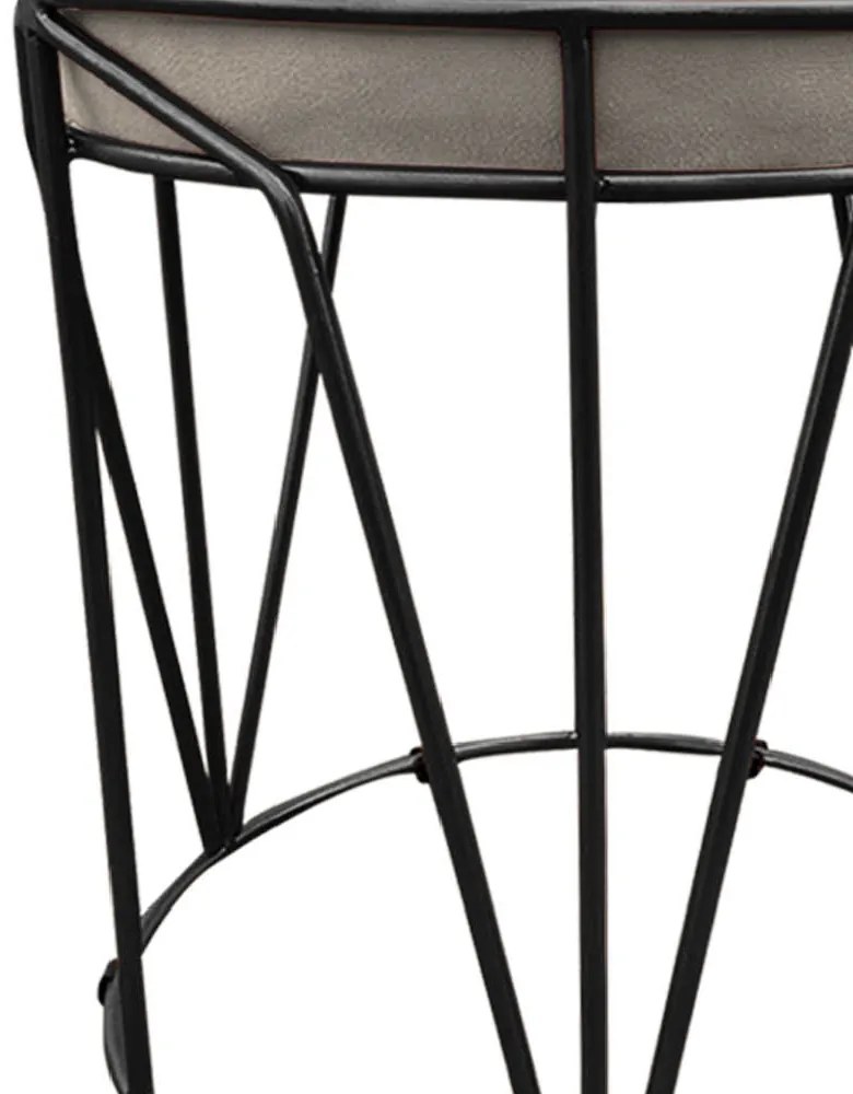 Puff Multiuso com Mesa Babu 2 em 1 Suede Bege Base Preto - D'Rossi