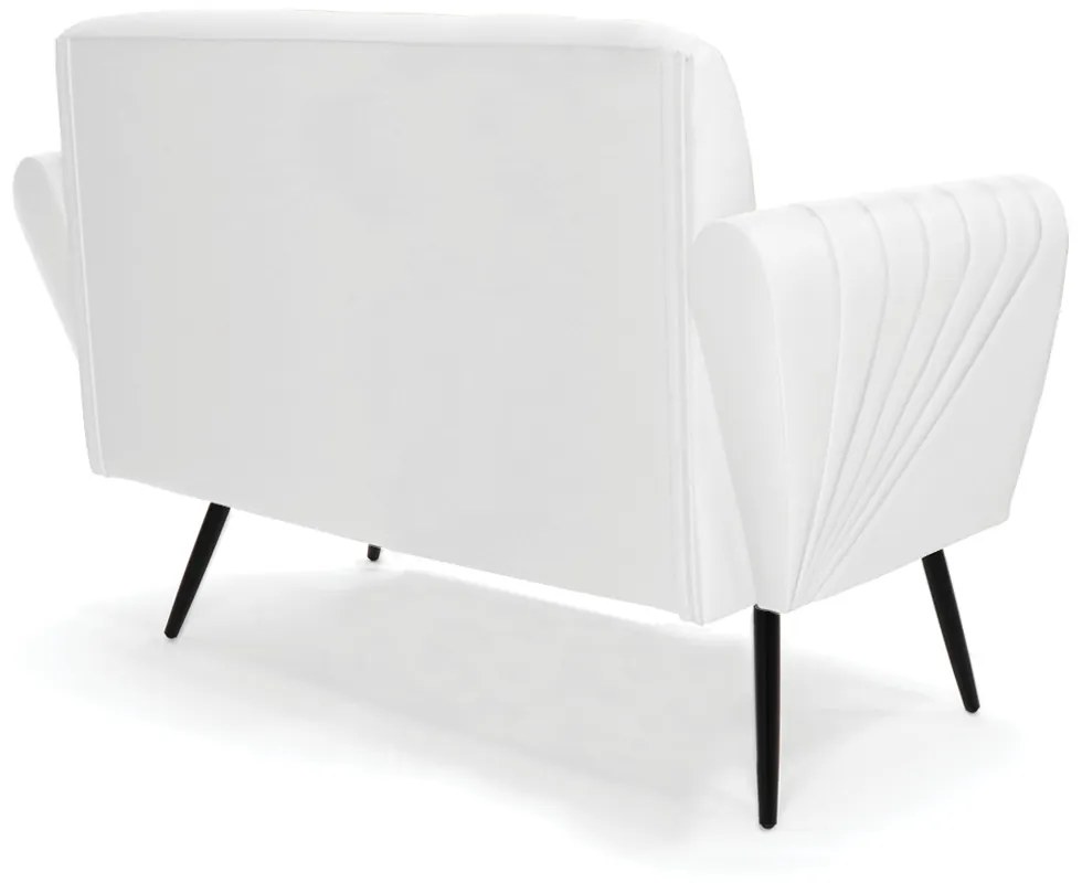 Sofá Namoradeira com 2 Poltronas Pés Palito de Ferro Bruna Corino D01 - D'Rossi - Branco