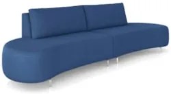 Sofá 3 Lugares 200cm Orgânico Pé Ferro Nagai Veludo Azul Z55 - Mpozena