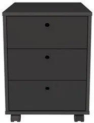 Gaveteiro com Rodízios 3 Gavetas New Preto - Artany