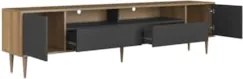 Rack TV 75 Pol 200cm Com LED Pés Palito Caza Mel/Grafite A05 - Mpozena
