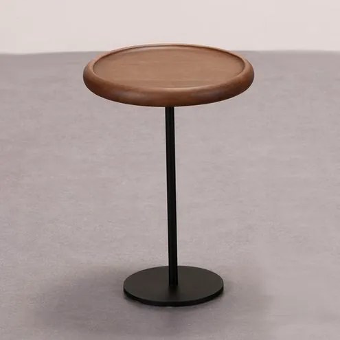 Mesa Lateral Olivet Baixa Tampo Redondo Madeira Natural - 78283 Sun House