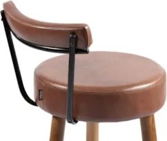 Banqueta Alta Estofada Pés Palito Tília Sintético Café S08  - Mpozenat