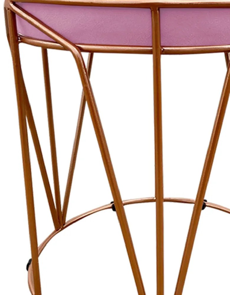 Puff Babu Suede Rosa Bebê Base Cobre