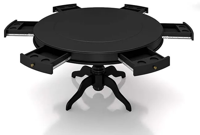 Mesa de Jogos Carteado 6 Lugares Bellagio com Gavetas e Tampo Reversível com Tecido Preto/Verde G42 - Gran Belo