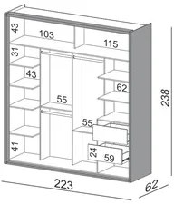 Guarda Roupa Casal com Espelho 223cm 2 Portas 100% MDF TW602E Freijó/O