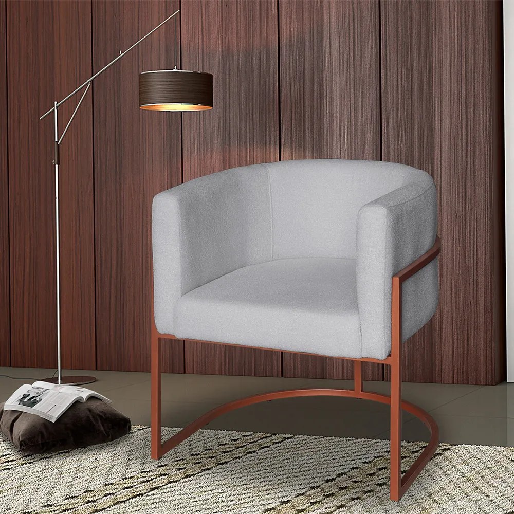 Poltrona Base Industrial Bronze Kit 2 Lety Veludo - Prata