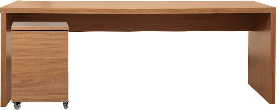 Conjunto Bancada Contemporânea Louro Freijó - 1,36m + Módulo Contemporâneo 1 porta Louro Freijó - 42,5cm