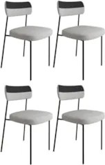 Kit 4 Cadeiras Estofadas Milli Corano/Linho A14 Preto/Cinza - Mpozenat
