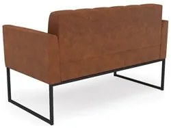 Sofá Namoradeira e 2 Poltronas Base Industrial Preto Ana Sintético PU