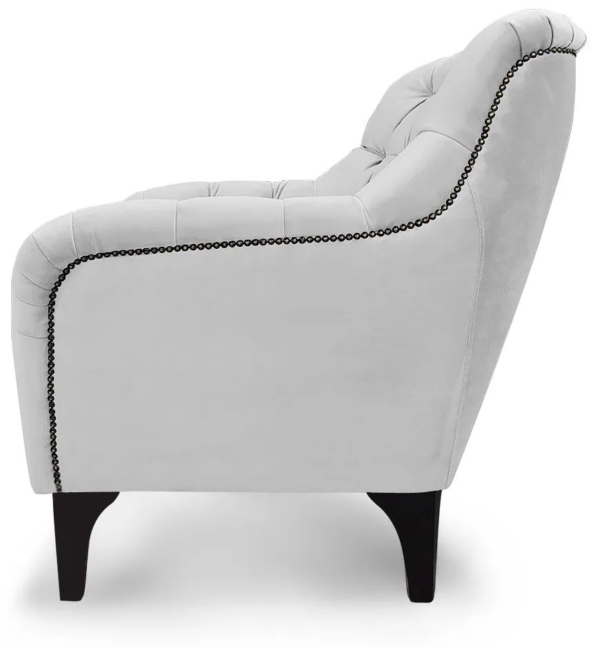 Poltrona Decorativa Roma Botonê Pés Madeira Veludo Cinza Claro - Sheep Estofados - Cinza claro