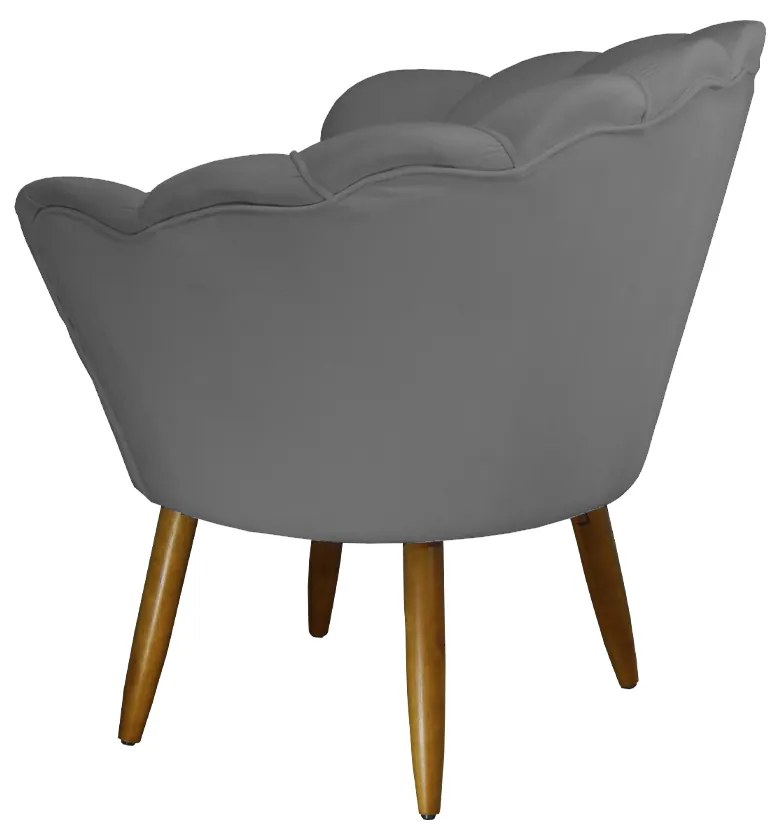 Poltrona Decorativa Pétala Pés Palito Suede Cinza - Sheep Estofados