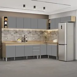 Armário de Cozinha Modulado de Canto 8 Peças CP26 Balcão com Tampo Cas