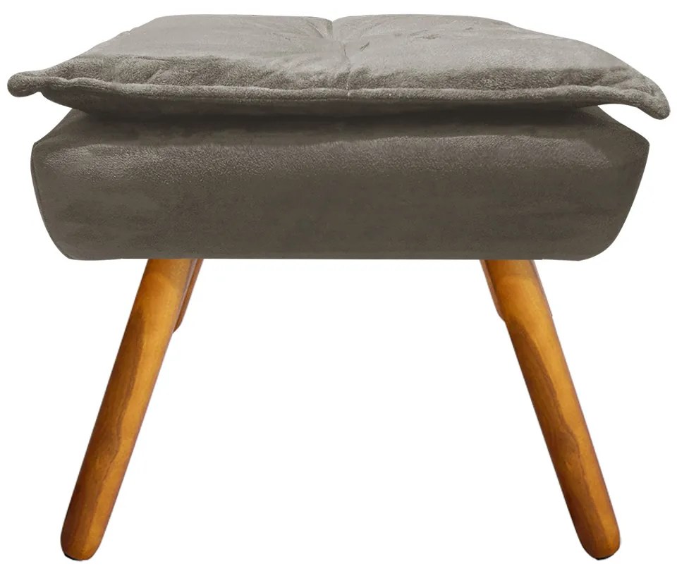 Puff Banqueta Decorativo Pé Palito Opala Suede D03 - D'Rossi - Marrom Rato