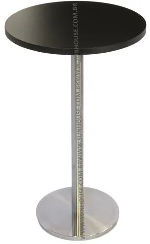 Mesa Bistro Georgia 80 cm Tampo Preto Redondo Base Inox - 37648 Sun House