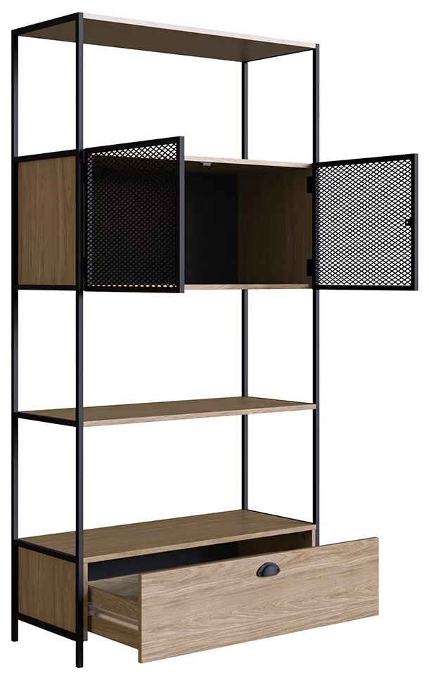 Estante 01 Porta New 180 cm Hanover e Preto - D'Rossi