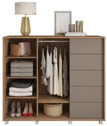 Cômoda Sapateira Com Rodízios Pegasus Buriti/Fendi - Caemmun