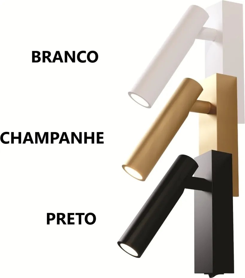 Arandela Focco Articulado 2,5X6,7X12Cm Led 2W 3000K Com Interruptor -... (BRANCO)