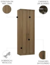 Guarda Roupa Modulado 79cm com 2 Portas Delphi Avelã L01    - Mpozenat